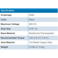 Blue Sea Terminal Feed Through Connector - 5/16 Studs Black