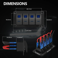 Exotronic 12/24V 4x LED Rocker Marine Switch Panel
