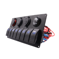 Exotronic 12/24V 8x LED Rocker, Voltmeter, Dual Cigarette Lighter, Dual USB Socket Marine Switch Panel