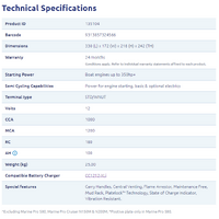 Century 12V 100Ah Marine Pro 1000 CCA Deep Cycle Battery