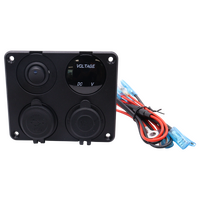 Exotronic Voltmeter, Cigarette Lighter, Dual USB Socket Flush Mount Panel