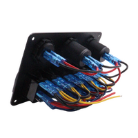 Exotronic 12/24V 6x LED Rocker, Voltmeter, Cigarette Lighter, Dual USB Socket Marine Switch Panel
