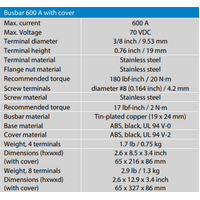 Victron Busbar 600A 4P/Terminals & Cover