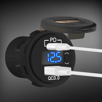 Exotronic Voltmeter, USB-C & USB QC3.0 Flush Mount Socket