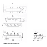 Victron Busbar 250A 4P/Terminals & Cover