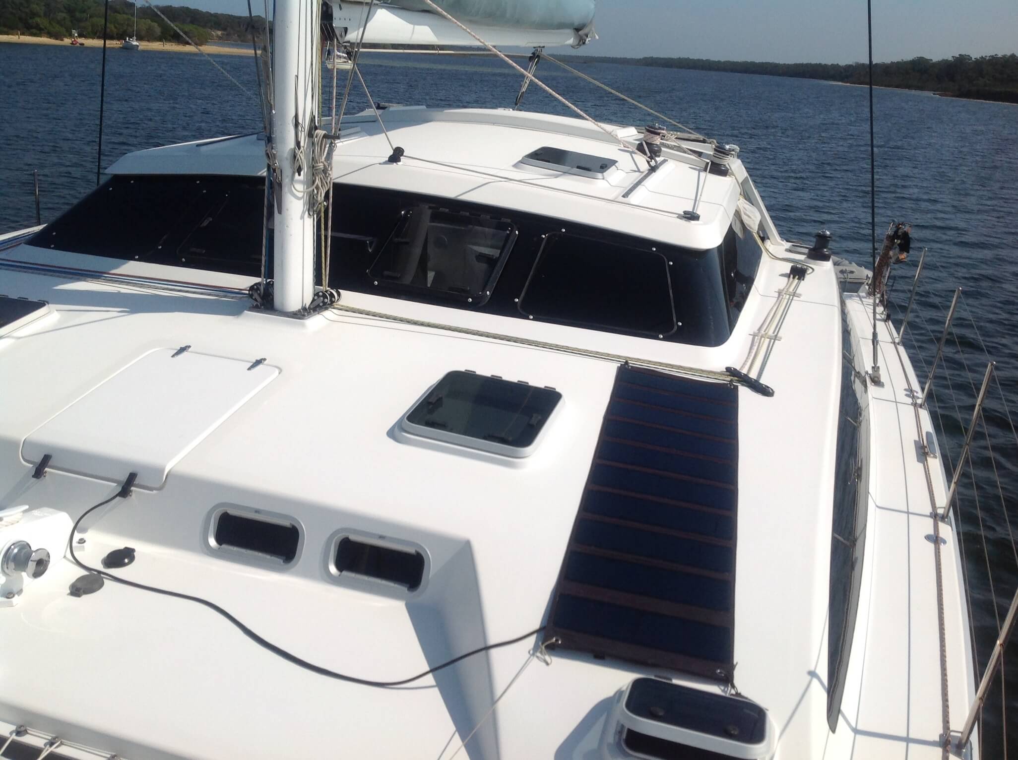 120W portable canvas backed solar panel on boat