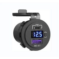 Exotronic Voltmeter, USB-C & USB QC3.0 Flush Mount Socket