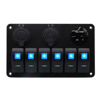 Exotronic 12/24V 6x LED Rocker, Voltmeter, Cigarette Lighter, Dual USB Socket Marine Switch Panel