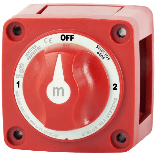 Blue Sea Mini m-Series Selector Battery Switch - Red - 3 Position OFF/1/2
