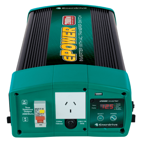 Enerdrive 12V 2000W ePower Pure Sine Wave Inverter w/ RCD & AC Transfer Switch