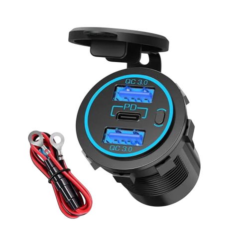 Exotronic Dual USB QC3.0 & USB-C Socket