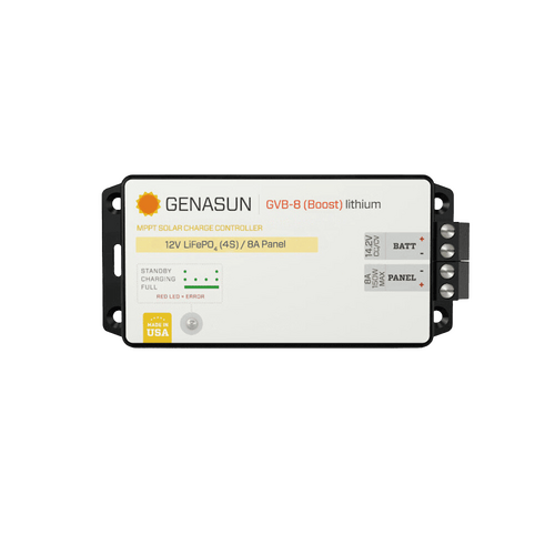 Genasun 8A MPPT 12V Voltage Boost (14.2V Lithium) Solar Charge Controller