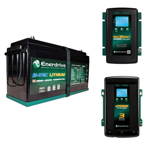 Enerdrive 12V 200Ah Lithium Bundle Inc DCDC40 & AC40