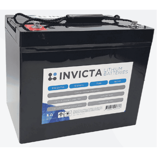 Invicta 12V 75Ah Lithium Battery With 4 Series Functionality